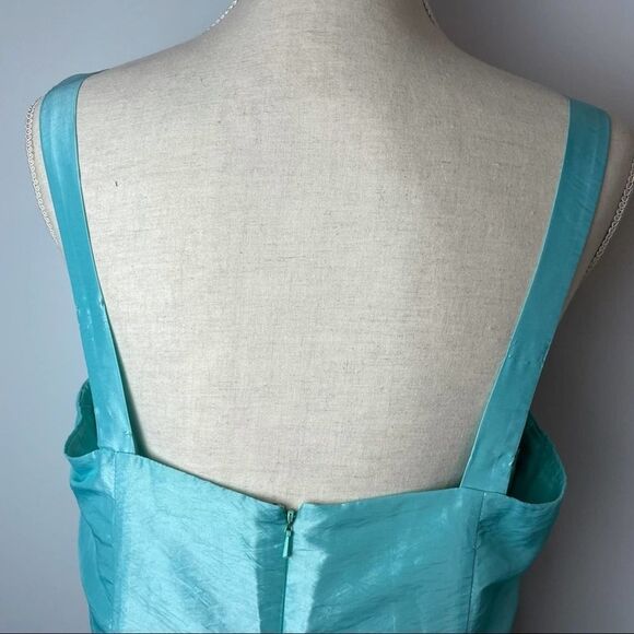 ONYX Nite Sleeveless Solid Blue Wrap Long Prom Dress with beading size 14W - Picture 11 of 16